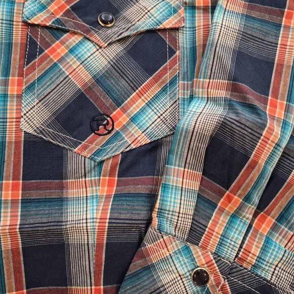 Roper Womens Plaid Country Western Snap Shirt Blue Cotton Long Sleeve SZ Medium - Picture 9 of 9